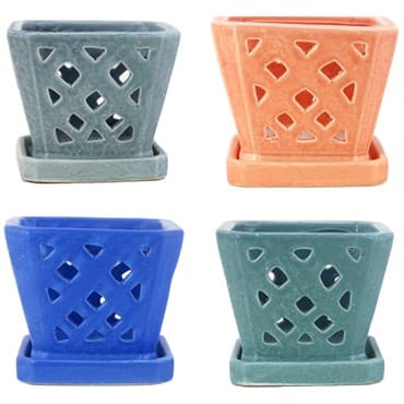 MCarr 6PC 5" Sq Diamond Orchid Pot Mixed Asst — photo 1 of 2