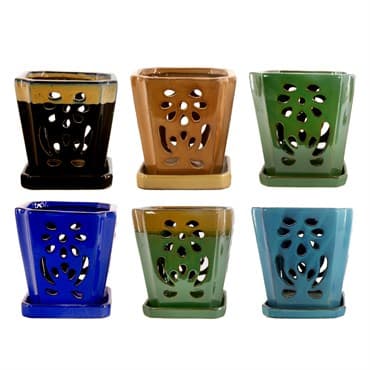 MCarr 6PC 8" Tall Floral Orchid Pot Mixed Asst — photo 1 of 2