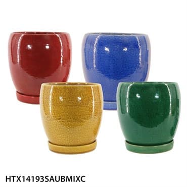 MCarr 8PC Round Egg Pot W/Saucer Set Mix Colors — photo 1 of 2
