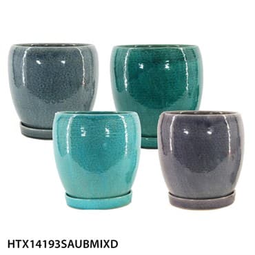 MCarr 8PC Round Egg Pot W/Saucer Mix Colors — photo 1 of 2