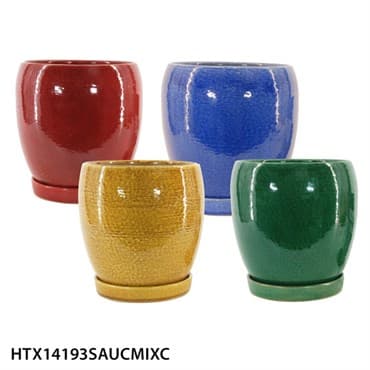 MCarr 16PC Round Egg Pot W/Saucer Set Mix Colors — photo 1 of 2
