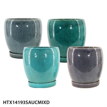 MCarr 16PC Round Egg Pot W/Saucer Mix Colors — photo 1 of 2