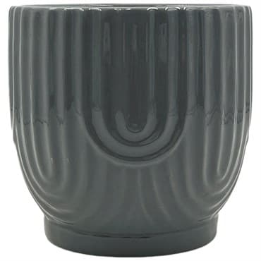 MCarr 5.79"x5.79"x5.5" Ceramic Pot Ribbed with Glossy Glaze Finish Grey — photo 1 of 2
