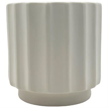 MCarr 6.3"x6.3"x6.3" Ceramic Ribbed Pot Matte White — photo 1 of 2