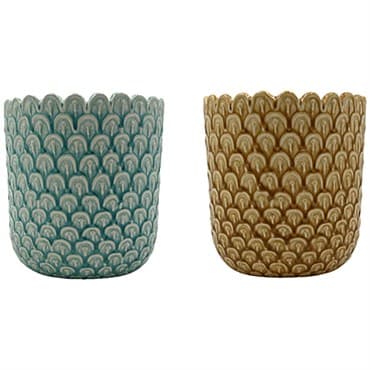 MCarr 18pc Mixed Gloss Ceramic Pots Blue/Yellow — photo 1 of 2