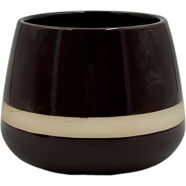 Mcarr 5.7"x5.7"x4.5" Ceramic Pot Glossy Glaze Black with Tan Stripe — photo 1 of 2