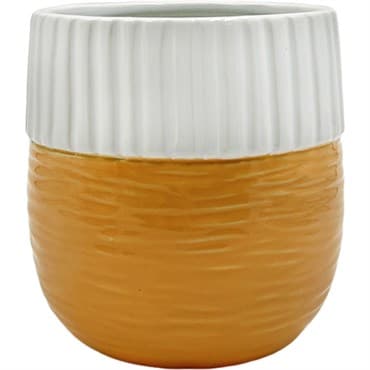 Mcarr 5"x5"x5.5" Ceramic Pot Glossy Glaze White and Orange — photo 1 of 2