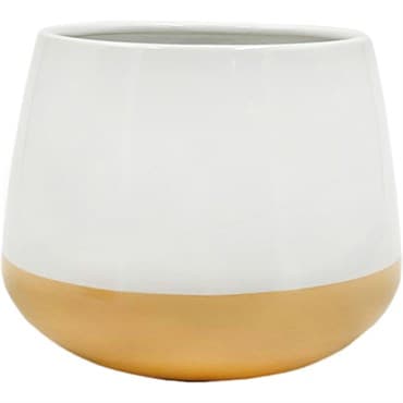 Mcarr 5.8"x5.8"x4.5" Ceramic Pot Glossy Glaze White with Orange Bottom — photo 1 of 2