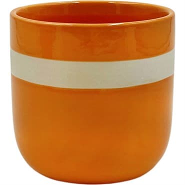 Mcarr 3.9"x3.9"x3.7" Ceramic Pot Glossy Glaze Orange with Tan Stripe — photo 1 of 2