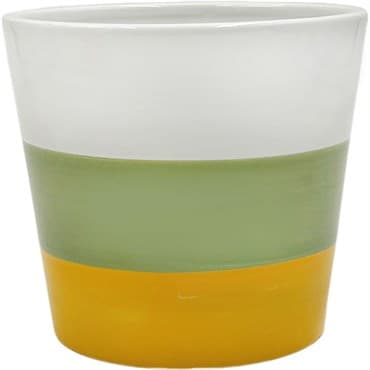 Mcarr 5.3"x5.3"x4.7" Ceramic Pot Glossy Glaze White/Green/Orange — photo 1 of 2