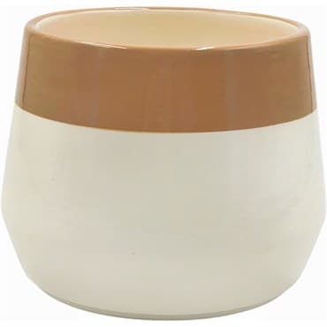 Mcarr 5.5"X5.5"x4.3" Ceramic Pot Glossy Glaze White with Brown Stripe — photo 1 of 2