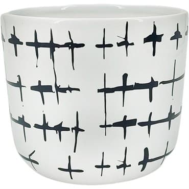 Mcarr 4.9"x4.9"x4" Ceramic Pot Glossy Glaze White with Black Barb Wire Look — photo 1 of 2