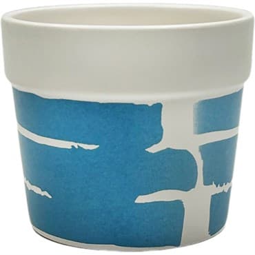 Mcarr 4"x4"X3.5" Ceramic Pot Glossy Glaze White with Blue Stripe Pattern — photo 1 of 2