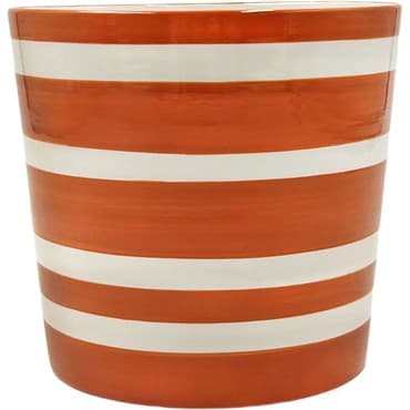Mcarr 5"x5"x4.7" Ceramic Pot Glossy Glaze Cream with Orange Stripes — photo 1 of 2