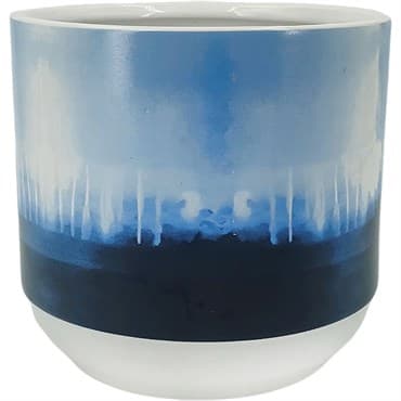 Mcarr 6.5"x6.5"x6" Ceramic Pot Glossy Glaze Blue Water Color Look — photo 1 of 2