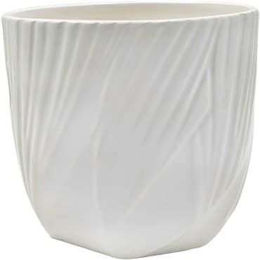 Mcarr 5.2"x5.2"x4.7" Ceramic Pot Glossy Glaze White with Curvy Grooves — photo 1 of 2