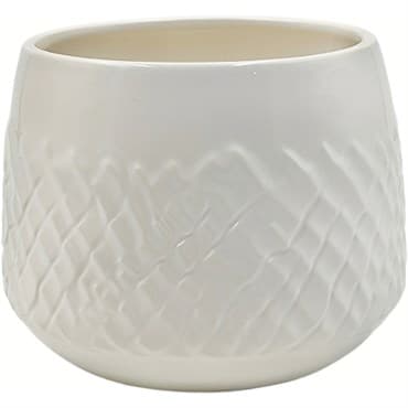 Mcarr 5.9"x5.9"x4.5" Ceramic Pot Glossy Glaze White with Scalloped Grooves — photo 1 of 2
