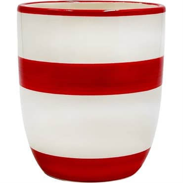 Mcarr 4"x4"x4.6" Ceramic Pot Glossy Glaze Red & White Stripe — photo 1 of 2