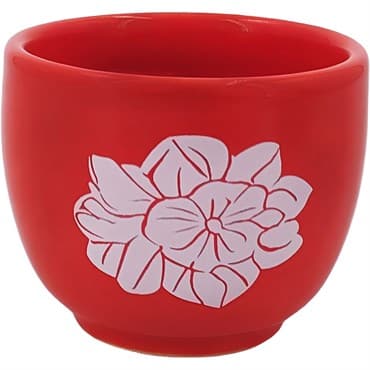 Mcarr 2.8"x2.8"x2" Ceramic Pot Glossy Glaze Red with Flower Decal — photo 1 of 2