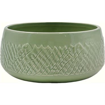 Mcarr 7"x7"x3" Ceramic Low Pot Glossy Glaze Green with Scalloped Grooves — photo 1 of 2