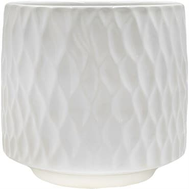 Mcarr 4.7"x4..7"x4" Ceramic Pot Scalloped Pattern Glossy Glaze White — photo 1 of 2