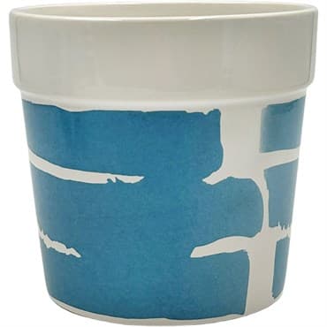 Mcarr 5"x5"X4.9" Ceramic Pot Glossy Glaze White with Blue Stripe Pattern — photo 1 of 2