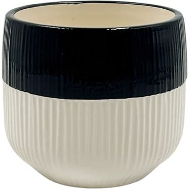 Mcarr 4"X4"X3.7" Ceramic Pot Glossy Glaze Black Top White Bottom — photo 1 of 2