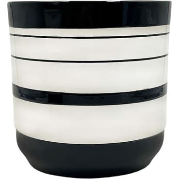 Mcarr 5.9"x5.9"x5.9" Ceramic Pot Glossy Glaze White with Black Thin and Thick Stripes — photo 1 of 2