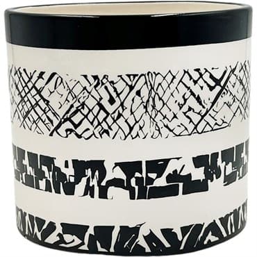 Mcarr 5"x5"x4.5" Ceramic Pot Glossy Glaze White & Black Pattern — photo 1 of 2