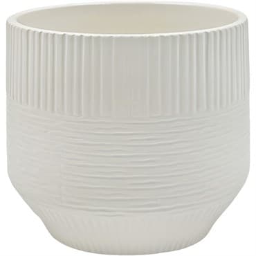 Mcarr 5"x5"x4.5" Ceramic Pot Glossy Glaze White with Vertical & Horizontal Grooves — photo 1 of 2