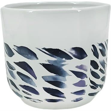 Mcarr 5.3"x.5.3"x4.8" Ceramic Pot Glossy Glaze White with Blue Accents — photo 1 of 2