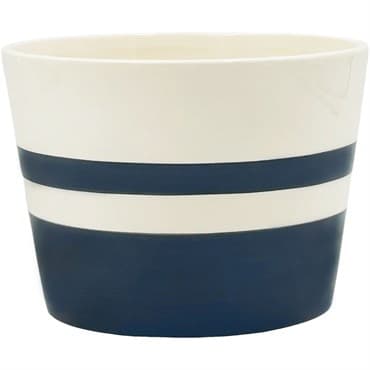 Mcarr 6.3"x6.3"x4.7" Ceramic Pot Glossy Glaze White with Blue Stripes — photo 1 of 2
