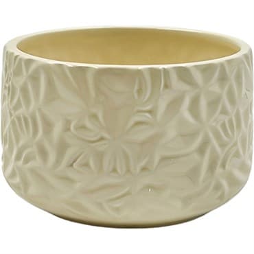 Mcarr 5"x5"x3" Ceramic Pot Glossy Glaze Cream Floral Grove Pattern — photo 1 of 2