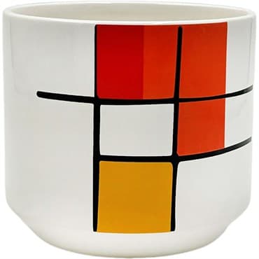 Mcarr 5"x5"x4.5" Ceramic Pot Glossy Glaze White with Red and Yellow Squares — photo 1 of 2