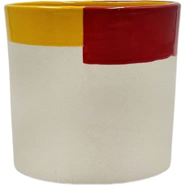 Mcarr 4"X4"X3.9" Ceramic Pot Glossy Glaze Cream/Orange/Red — photo 1 of 2