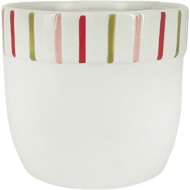 Mcarr 5.3"x5.3"x4.7" Ceramic Pot Glossy Glaze White with Green/Red/Pink Accents — photo 1 of 2