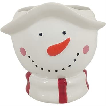 Mcarr 7.5"x7"X7" Ceramic Pot Glossy Glaze Snowman Figure — photo 1 of 2