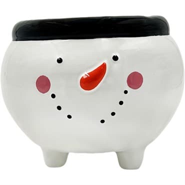 Mcarr 6.7"x6.7"X5.6" Ceramic Pot Glossy Glaze Snowman Figure Green Top with Feet — photo 1 of 2
