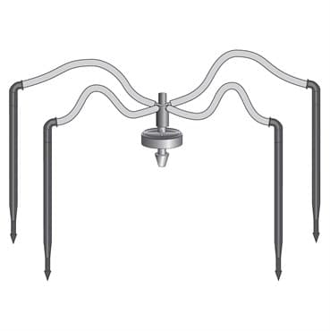 NET 24"/48" 4-Way Flat MOD Manifold Assembly Angle Arrow Dripper w/ Super Flex UV White PE Tubing 25/Bag — photo 1 of 2