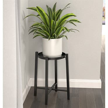Panacea Folding 20" Single Folding Plant Stand with Metal Tray Matte Black — photo 1 of 2