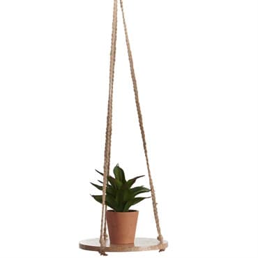 Primitive 8" Hanging Wooden Round Jute — photo 1 of 2