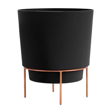 Bloem 10" Hopson Planter Black With Metal Stand — photo 1 of 2
