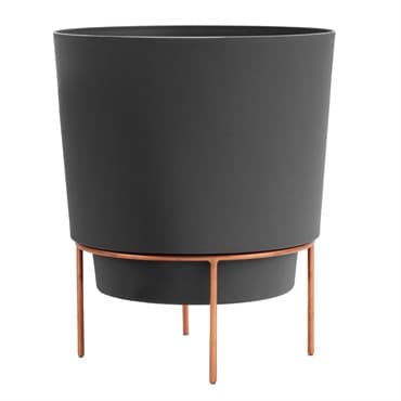 Bloem 10" Hopson Planter Charcoal With Metal Stand — photo 1 of 2