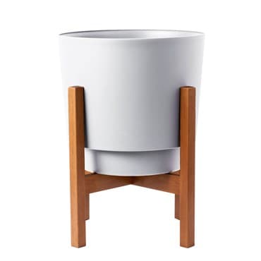 Bloem 16" Hopson Planter Casper White With Wood Stand — photo 1 of 2