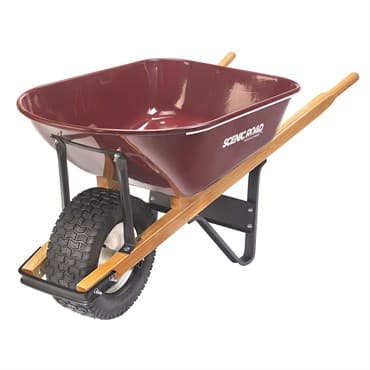 Scenic Road 6cu 1 Wheel Steel w/ Turf Tire Wheelbarrow Maroon — photo 1 of 2