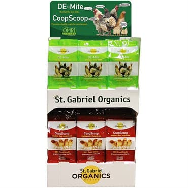 St Gabriel 18pc Poultry Combo Diatomaceous Earth Display (9) 20oz Coop Scoop and (9) DE-Mite — photo 1 of 2