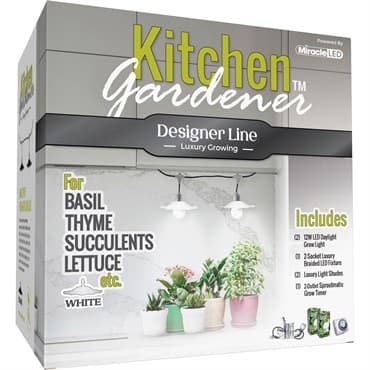 Miracle LED Designer Line Grow Kit 2 Socket Fixture w/Braided Cord, White Shade & Timer- Full Spectrum Bulbs — photo 1 of 2