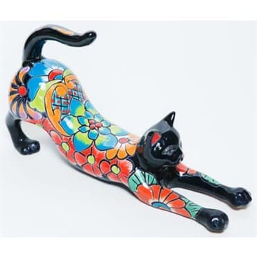 Talavera Cat Stretching Statue — photo 1 of 2