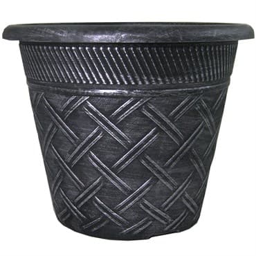 Grower Select 11.00 Nondas Lattice Pot Black / Silver 1.9gal 50/CS - 10.827in OD x 9.5in ID x 8.734in H — photo 1 of 2