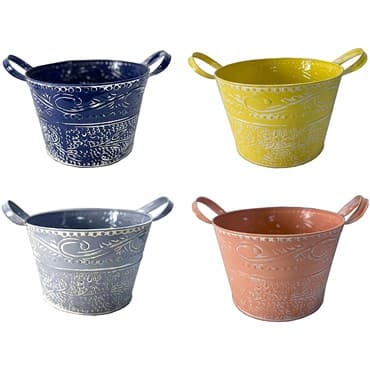 VCS 10" Embossed Planters with White Rub — photo 1 of 2